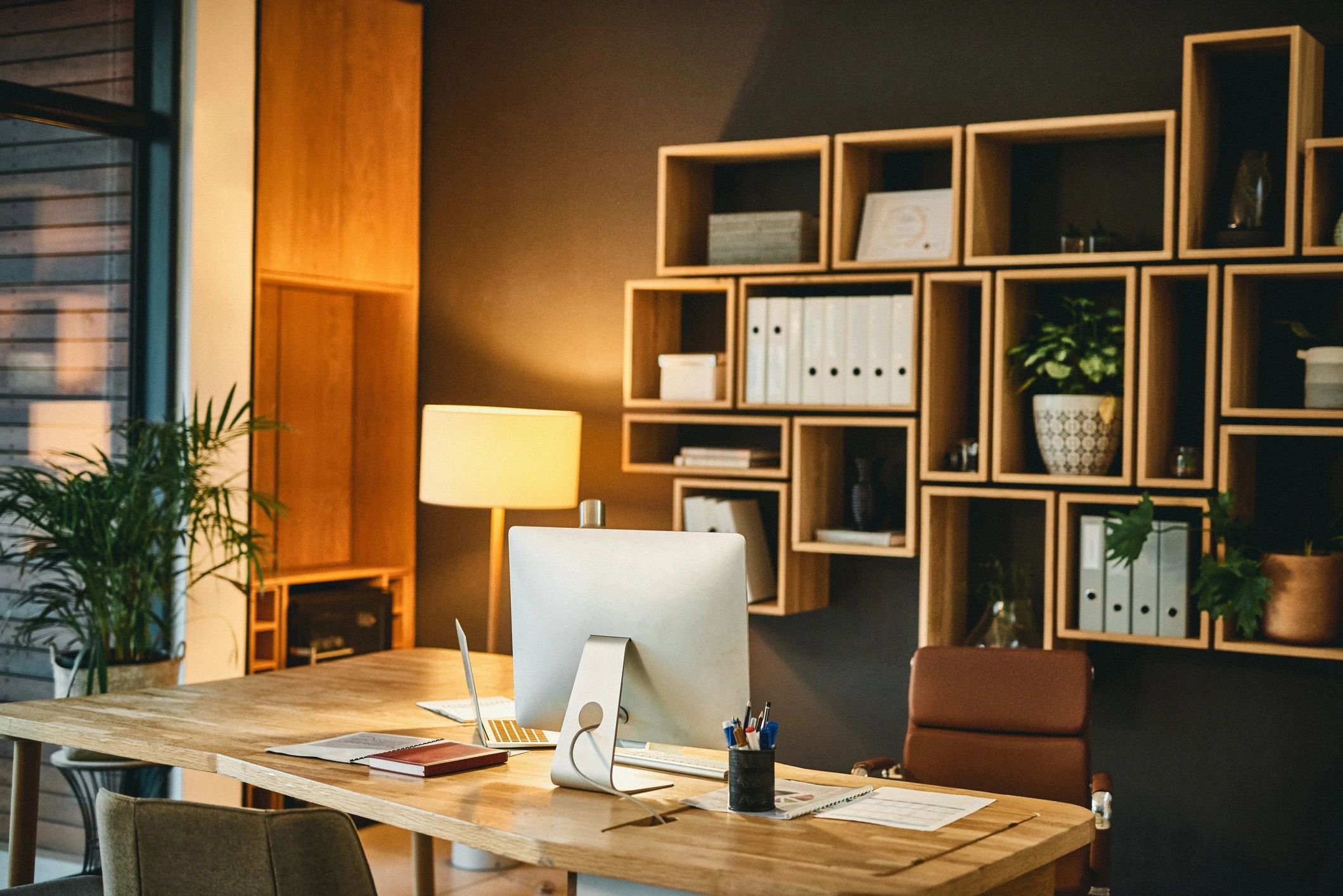 Modern office desk setup