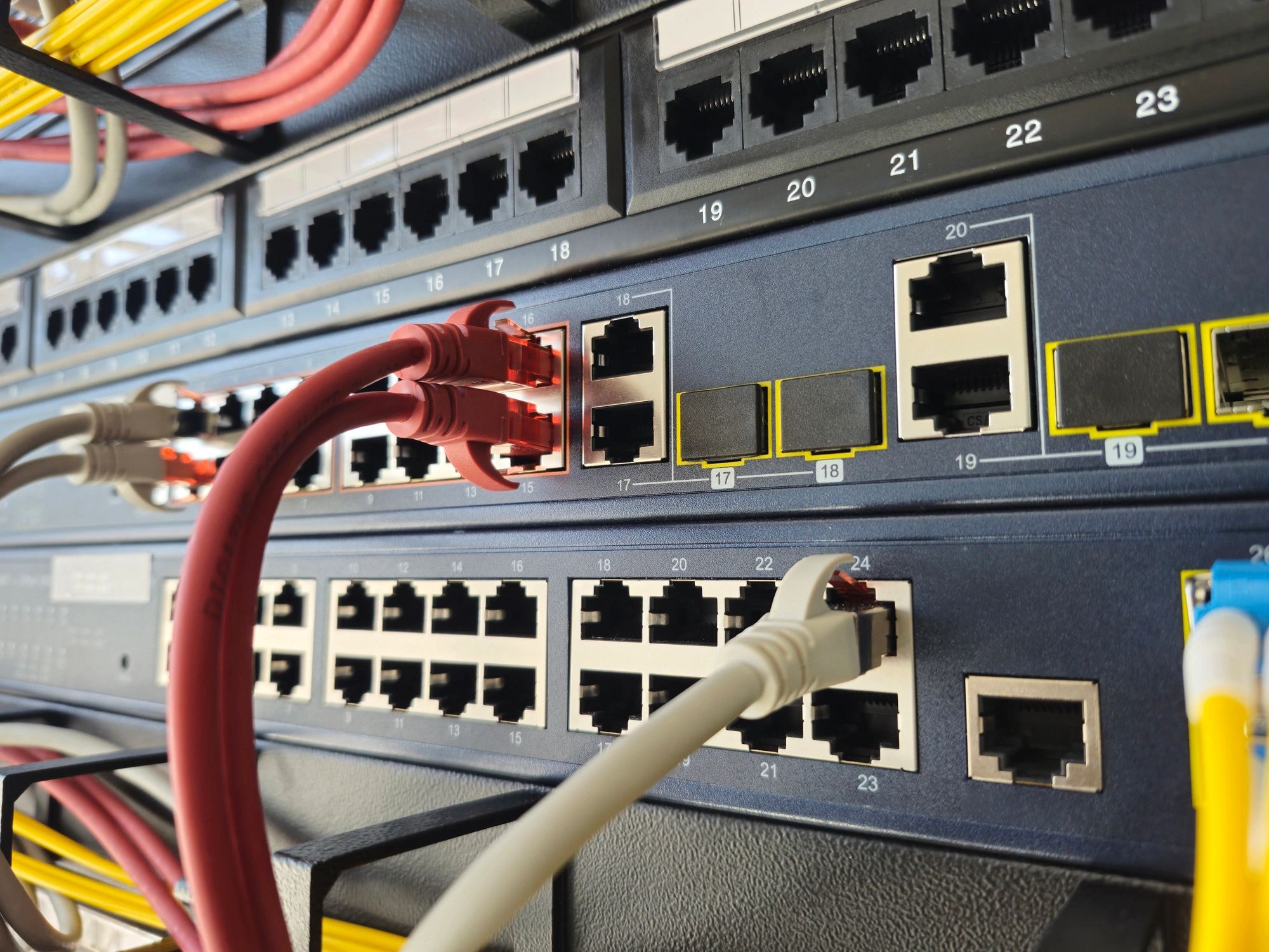 Network switch with ethernet cables